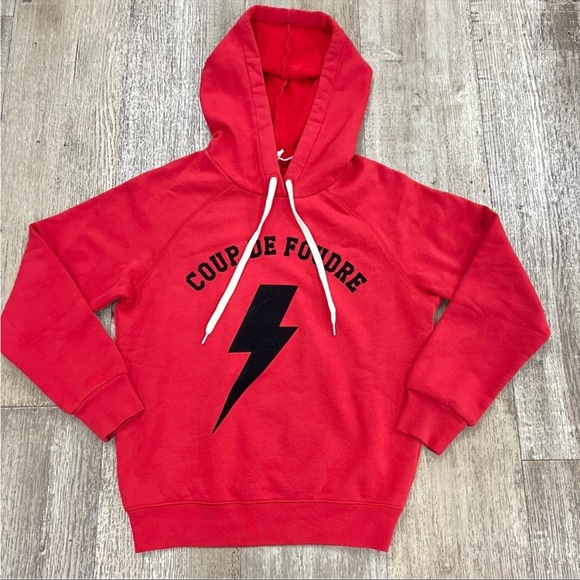 NWT FRAME Shrunken Cotton Hoodie Red Black Size Small Retail $195 - Picture 5 of 8